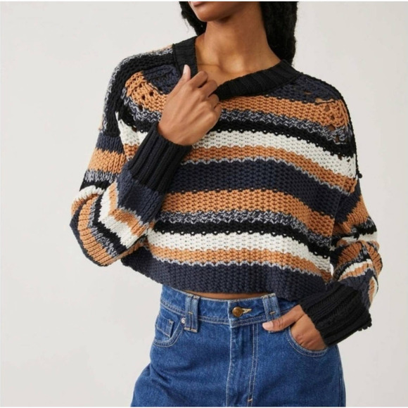 Free People Women's Size Large Devon Knit Long Sleeve Sweater - Picture 1 of 6